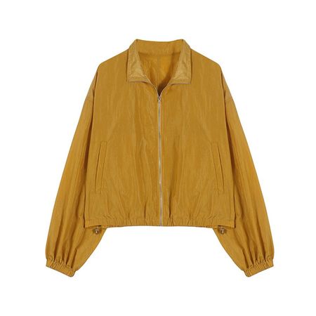 Casual Loose Stand Collar Jacket Women Zipper Cardigan Long Sleeve Jacket Top
